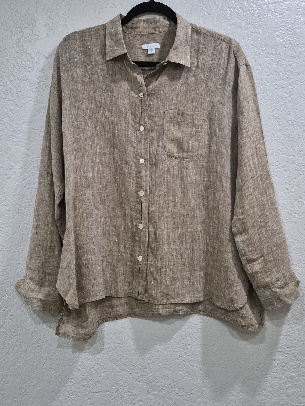 J. Jill Love Linen 100% Linen Button-Up Shirt M | Natural Beige Relaxed Blouse - Picture 3 of 9